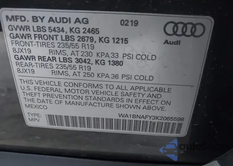 2019 Audi Q5 45 Premium from USA, damaged, VIN WA1BNAFY3K2065598
